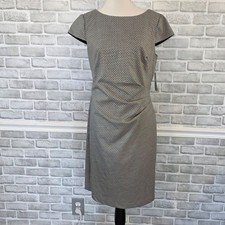 Lauren Ralph Lauren Grey Geometric Ruched Sheath Dress Career Office NWT 10