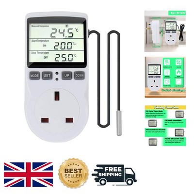 Digitaler Temperaturregler mit LCD für präzises Heizen & Kühlen - UK-Stecker