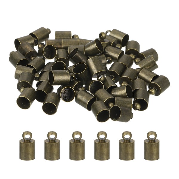 50Stk Endkappen FüR Lederkordeln,6Mm Ad,SäUlenlauf-Abschlusskappen,Bronzeton-image
