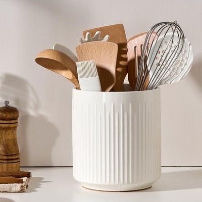 JIEMEI HOME Utensil Holder, 7.2'' Large Ceramic Stable Utensil Crock for Kitch...