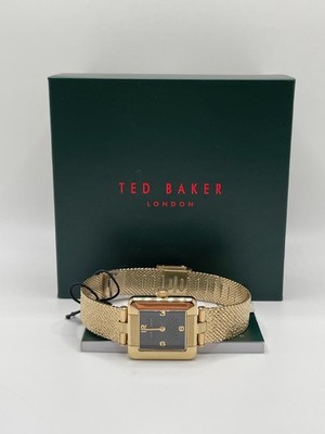 Ted Baker Mayse BKPMSF305 Womens Black Dial Gold Case Square Analog Wristwatch
