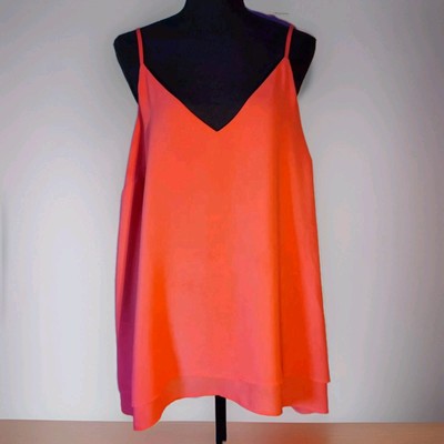 Addition Elle Womens Camisole Summer Blouse Top Tank Sleeveless Coral Orange