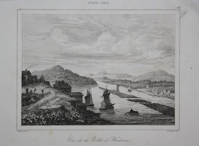 1850 Hudson America USA Amerika US Ansicht view Stahlstich steel engraving