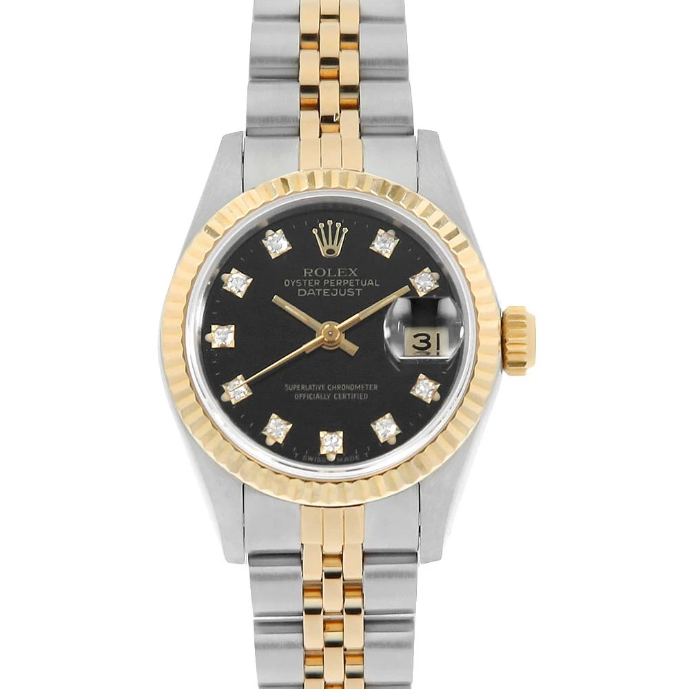 Rolex — ROLEX Datejust 10P Diamond 69173G black L Number second hand Women
