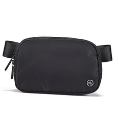 Two Way Zipper Fanny Pack Nylon Everywhere Belt Bag for Women, Water Black