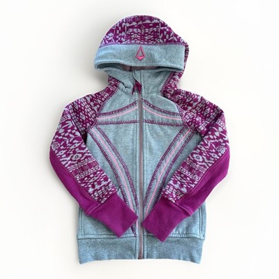 Ivivva by Lululemon Girl's Hooded Sweater Hoodie Size 6 Fair Isle Nordic Preppy