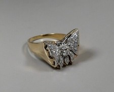 Gorgeous Butterfly Ring Round Cut Simulated Diamond In 14K Yellow Gold Plated