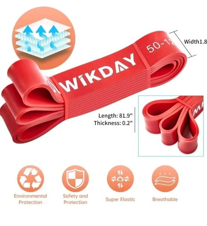 WIKDAY Resistance Bands Pull Up Workout Bands for 50 125 LBS Red