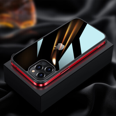 For iPhone 15 Pro Max/13 14Pro Max Luxury Metal Shockproof Clear Glass Slim Case