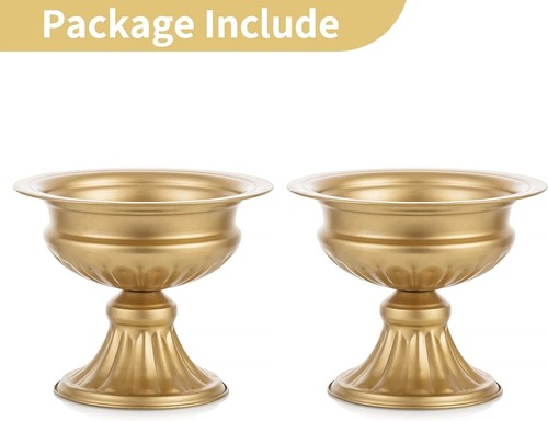 Gold Vases for Centerpieces Wedding - 2 Pcs 6.5in Height Metal Urn Planter Eleg - Picture 6 of 7