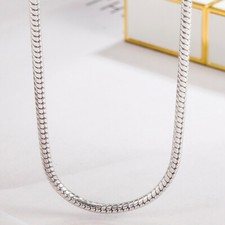 Solid 925 Sterling Silver Delicate Dainty Round Snake Necklace for Women  Men