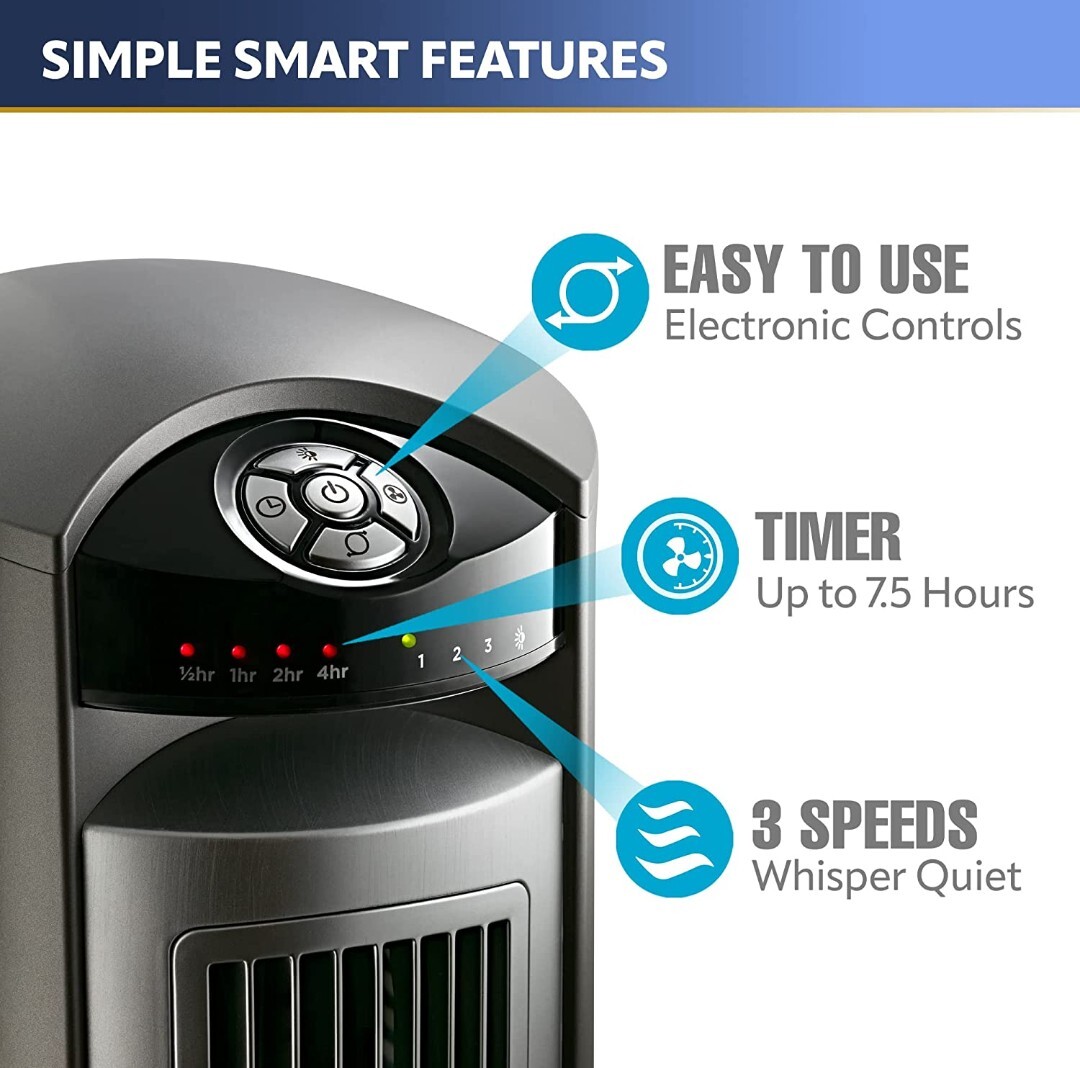 Lasko 42u0026#034; Wind Curve Tower Fan with Ionizer and Remote controller,  2551, Silver | eBay
