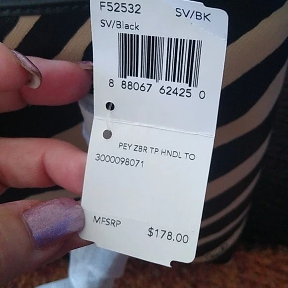 Coach F52532 Peyton Zebra Top Handle Tote, SV/Black - Image 4 of 4