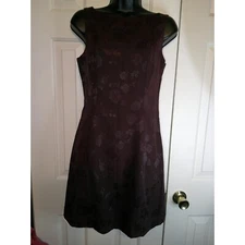 Esprit de Corp Floral Jacquard Dress Sleeveless Party Cocktail Brown 3/4