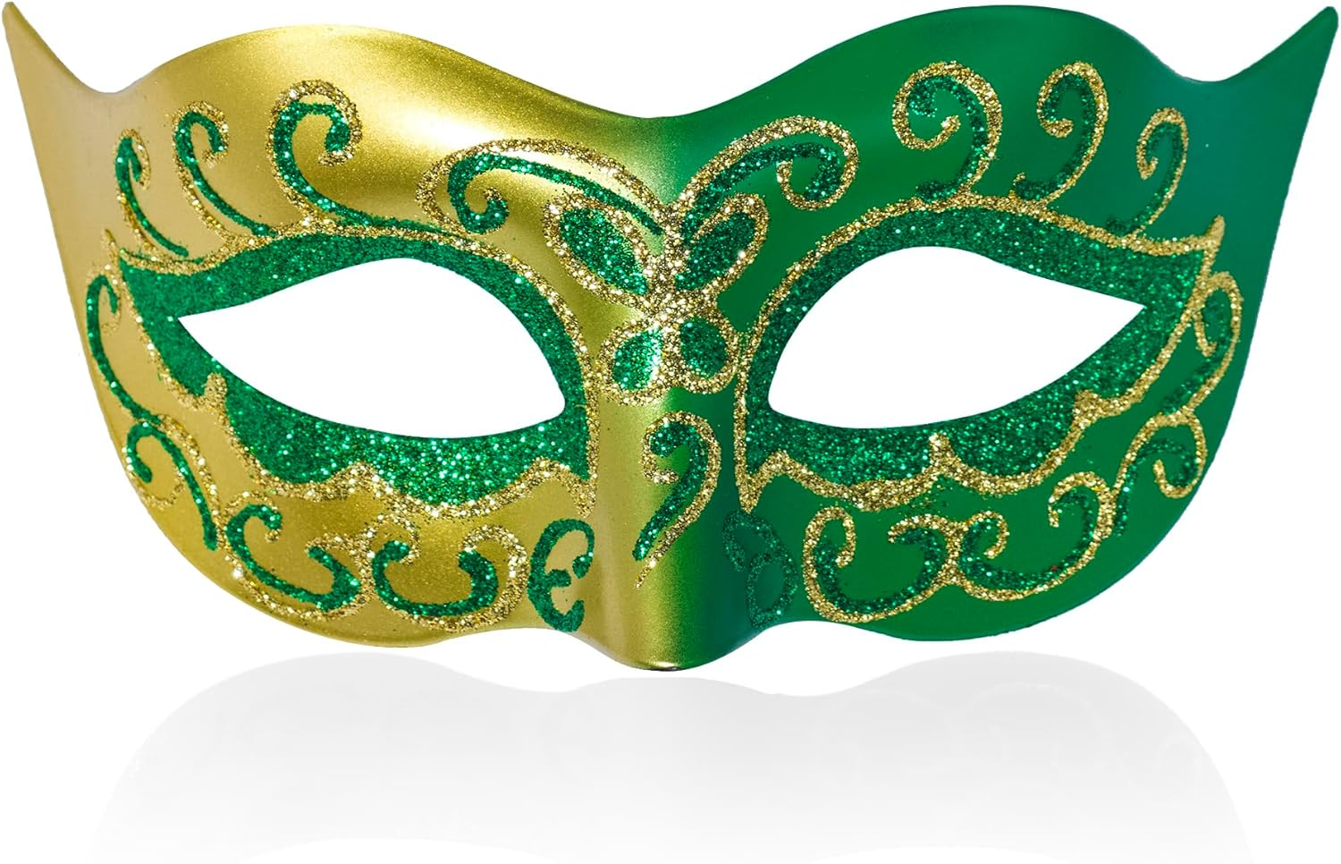 Mardi Gras Mask for Men, Golden and Green Venetian Mask for Party, Women Masquer