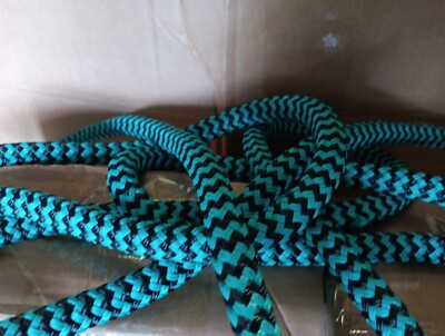 9/16 x 50 ft. Double Braid-Yacht Braid Polyester Rope. Turquoise/Black