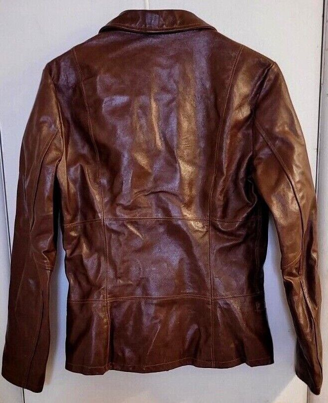 VERA PELLE Lavorazione Artigianale Brown Leather Jacket;US S VERA PELLE Lavorazione Artigianale Brown Leather Jacket;US S