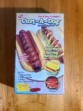 CURL-A-DOG Spiral Gourmet Grilling HOT DOG Sausage SLICER Skewers & Recipes NOB
