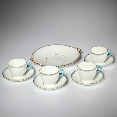 Adderley English Porcelain Teacups Saucers Cake Plate 2549 Antique Set