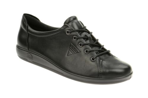 Zapatos de mujer Ecco SOFT 2.0 - cómodos con cordones - zapatos bajos negros ocio NUEVOS - Imagen 1 de 8