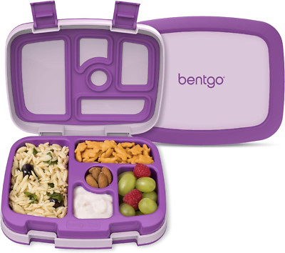 Kids Bento-Style 5-Compartment Leak-Proof Lunch Box - Ideal Portion Sizes for Ag