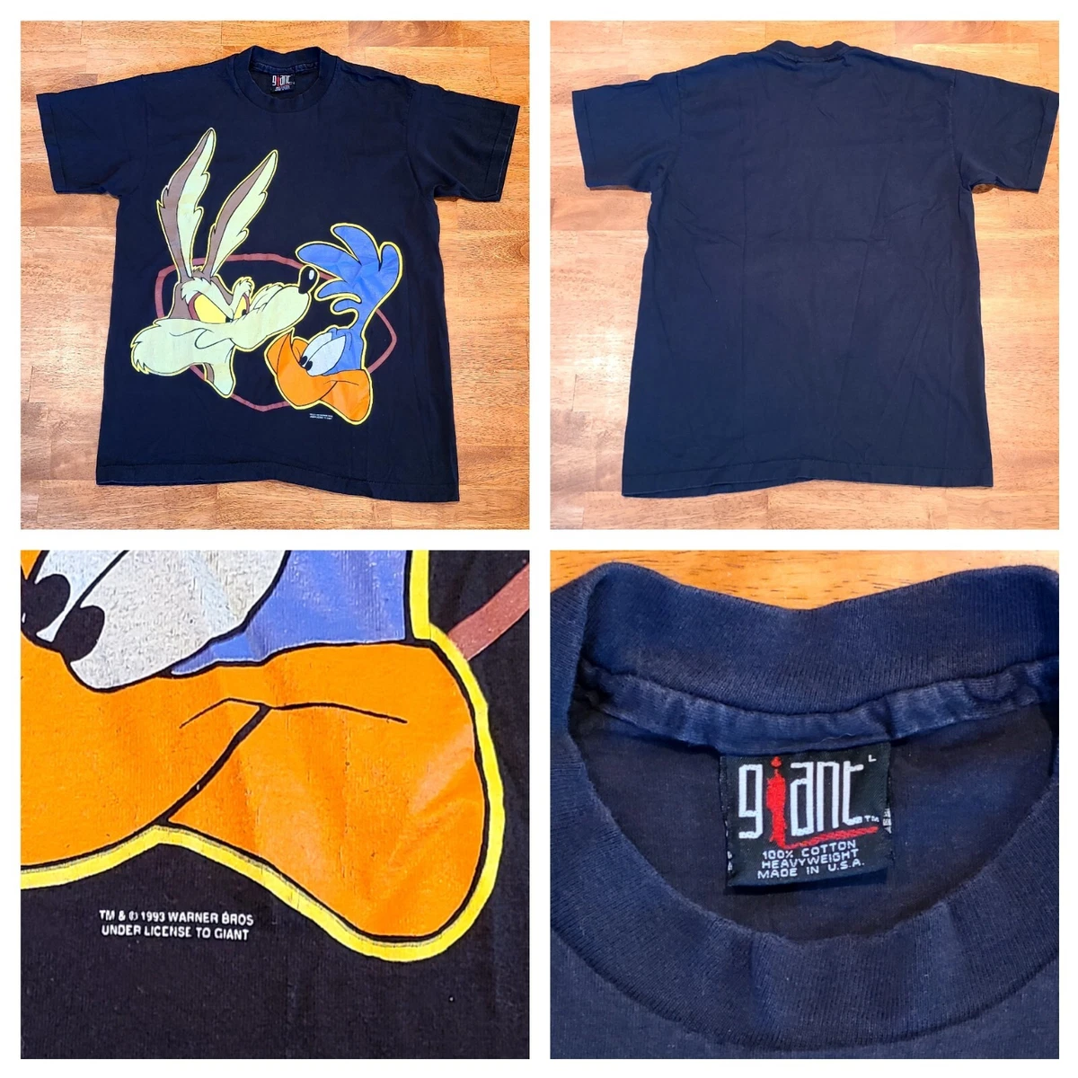 1993 Wile E Coyote Road Runner Looney Tunes Giant T-Shirt Made In