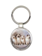 Cat : Gift Round Keychain Cute Animal Kitten Funny Friend Feline Pets Lover