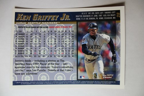 1998 Topps Super Chrome #28 Ken Griffey Jr. Jumbo - Picture 2 of 2
