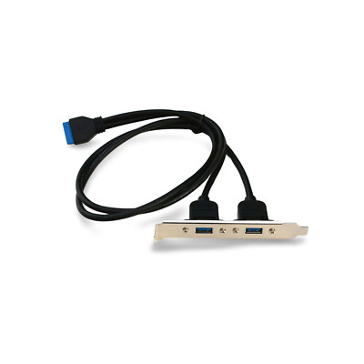 2ft USB 3.0 Panel Mount Dual Port to 20 Pin Motherboard Header Cable - Black
