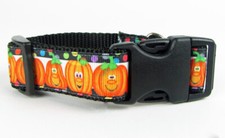 Halloween Pumpkins dog collar handmade adjustable buckle collar 1"wide or leash