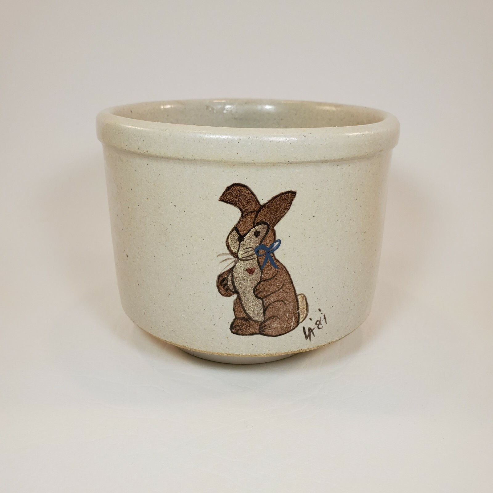 Vintage Robinson Ransbottom Signed 1 Qt Low Jar Bunny Rabbit Crock ...
