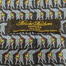 Brooks Brothers Makers Navy With Blue Elephants Silk Tie Made in USA