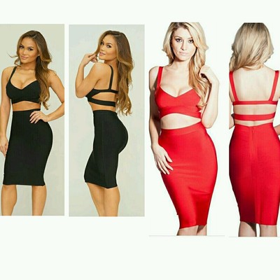 red skirt and black crop top