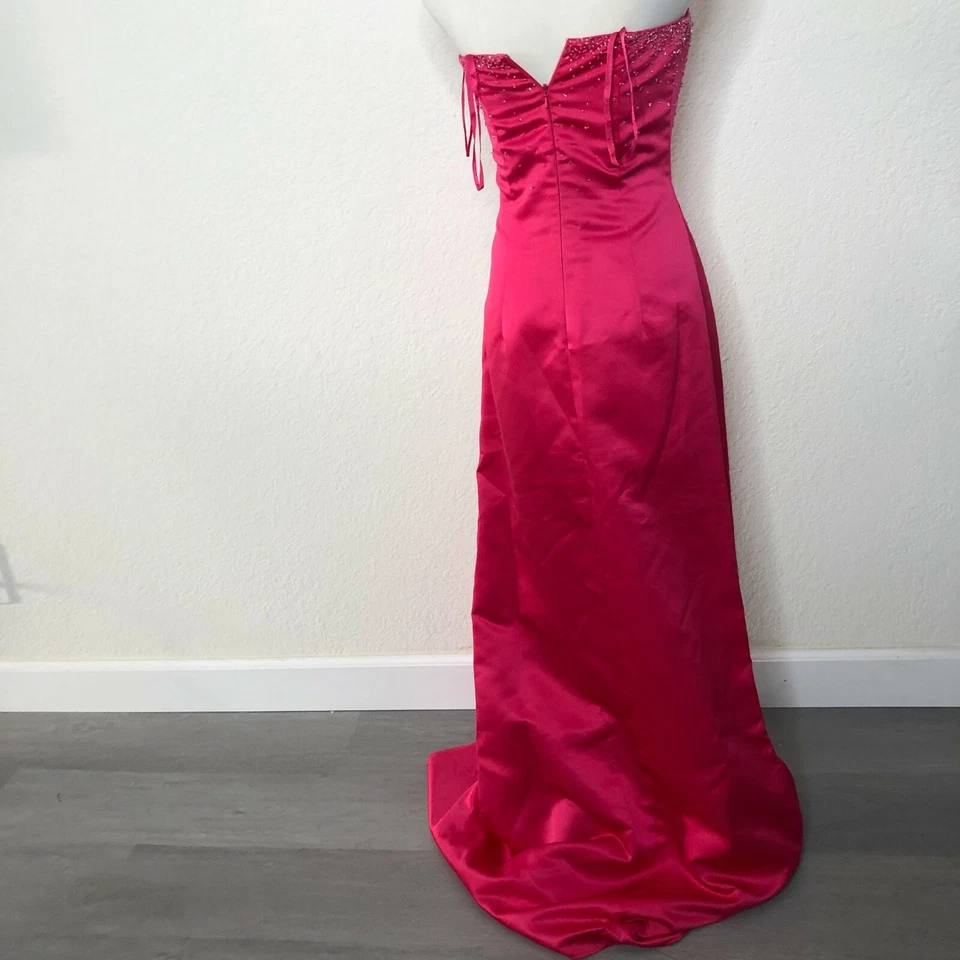 Cache Pink Strapless Embellished Beaded Cutout Maxi Dress Gown Slit size 2 HK - Image 3 of 4