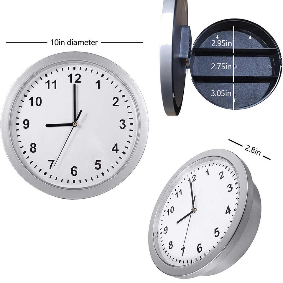 Wall Clock Money Safe Box Hidden Secret Jewelry Security Cash ...