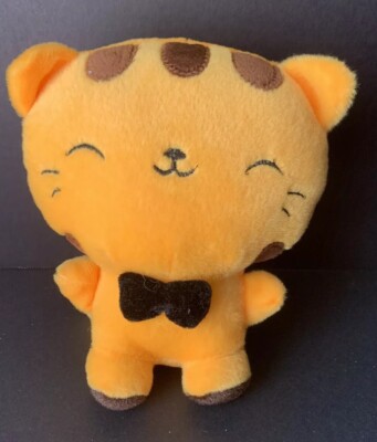 Kawaii Cat with Bow Tie Plush Brown And Orange Soft Stuffed Kitty 8 Inches