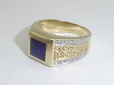 375 Gelbgold 9K Gold Ring 10,07 g Diamant Lapislazuli RG 63 - 20 mm 7759