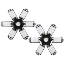 2 Pack LED Garage Light 16000LM Deformable Screw Celling Light for Workshop V8W3