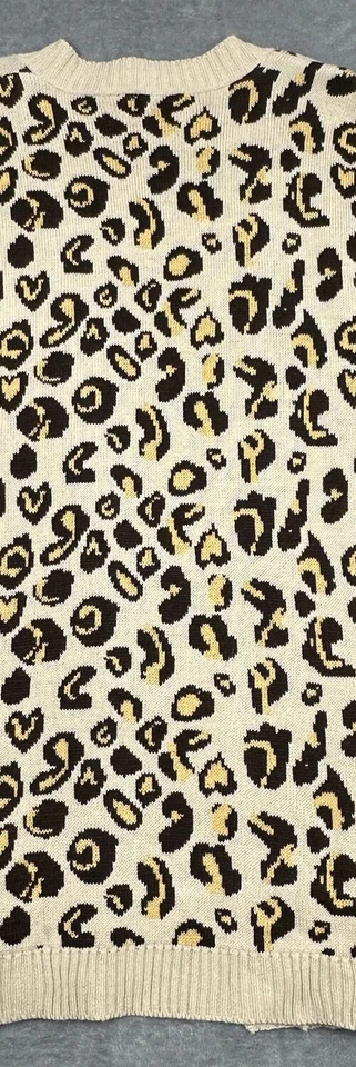 BoooHoo Cardigan Womens US 12/14 Leopard Knit Open Front Sweater Oversized NEW - Image 4 of 4