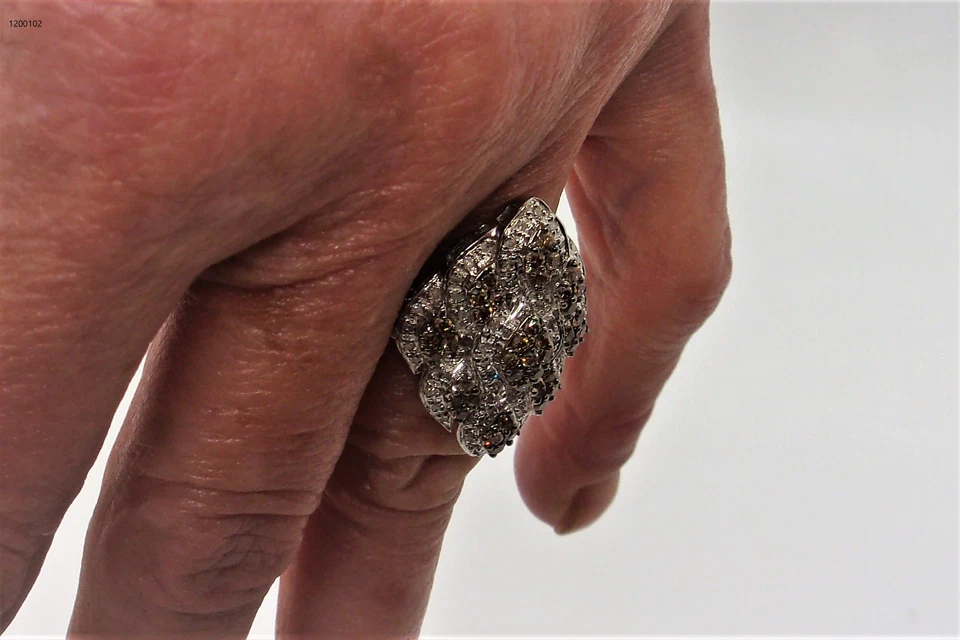 Anillo llamativo champán y diamantes blancos, 14 K Foto 4 de 4