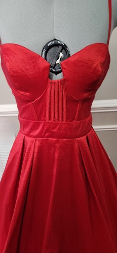 B Darlin Red Prom Gown, Corset Bodice and full skirt with pockets, Size 1/2 NWOT - Picture 2 of 18