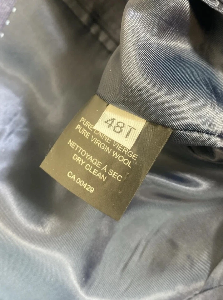 Peter Millar Blazer Mens 48T Virgin Wool Blue Plaid Dress Coat 2 Button Jacket - Image 4 of 4