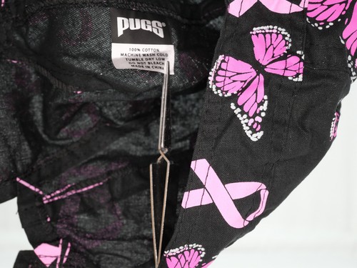 Pugs Breast Cancer Awareness Cap/Do-rag Large Ribbon & Butterflies OSFM Lot of 2 - Picture 11 of 11