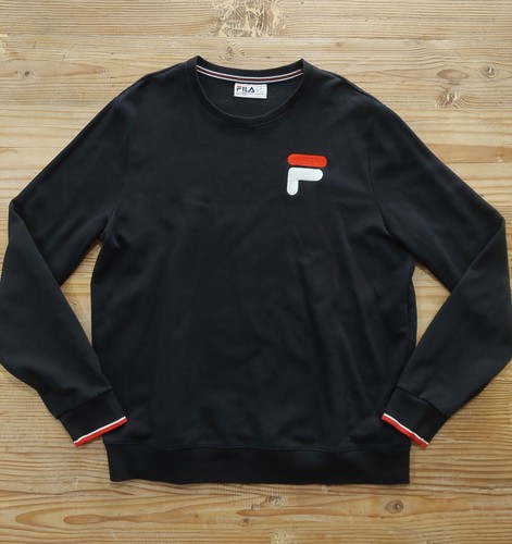 FILA Black Sweatshirt Crew Neck Mens Size XL Pullover Y2K Long Sleeve