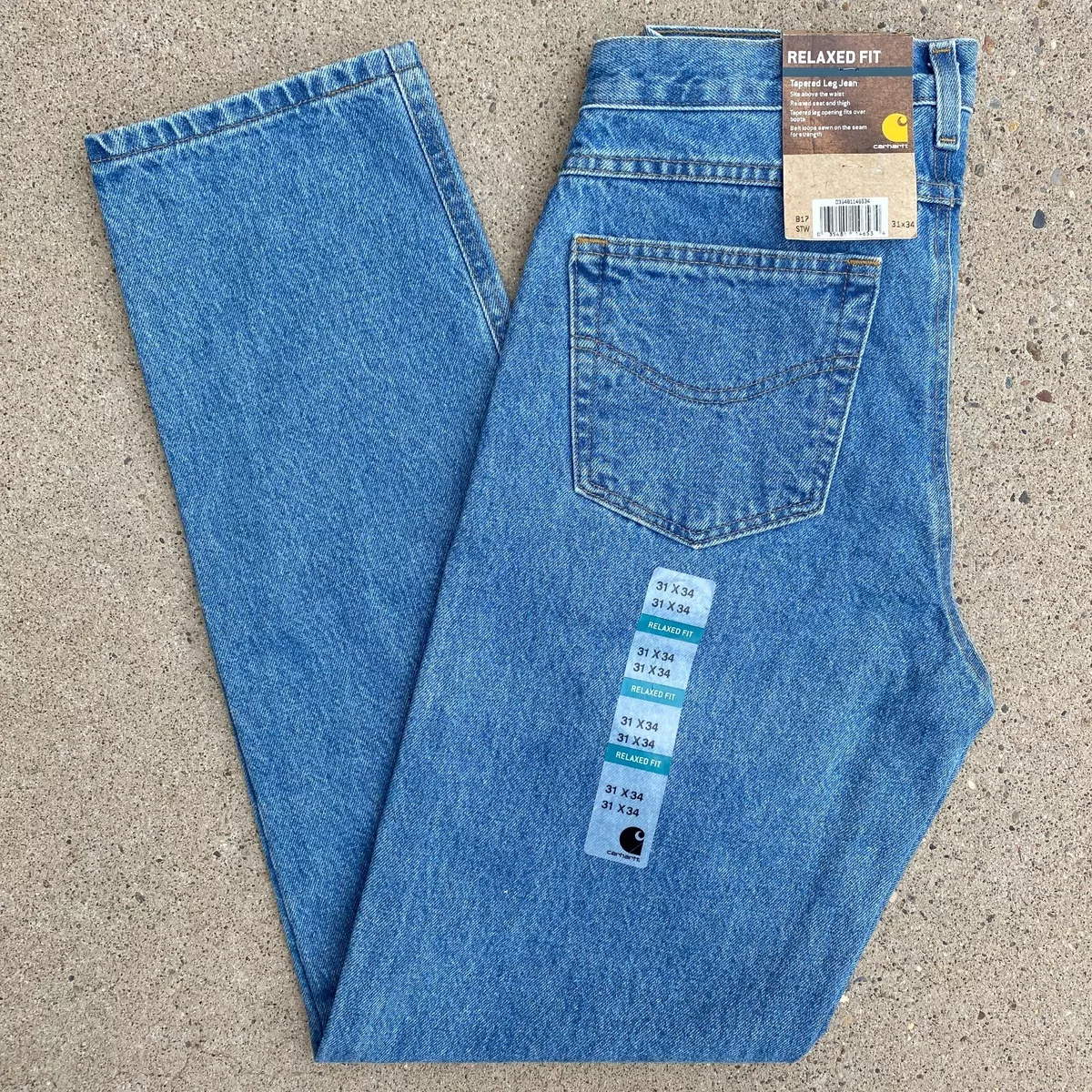 NWT Carhartt B17 Relaxed Fit Tapered Leg Denim Jeans 31x34 Stonewash STW  Blue