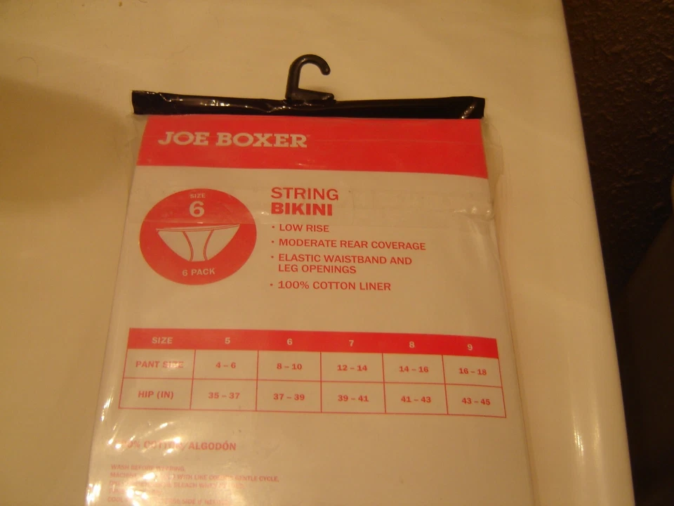 Bikini Joe Boxer tiro bajo 100 % algodón bragas paquete de seis talla 6 = a mediana Foto 2 de 2