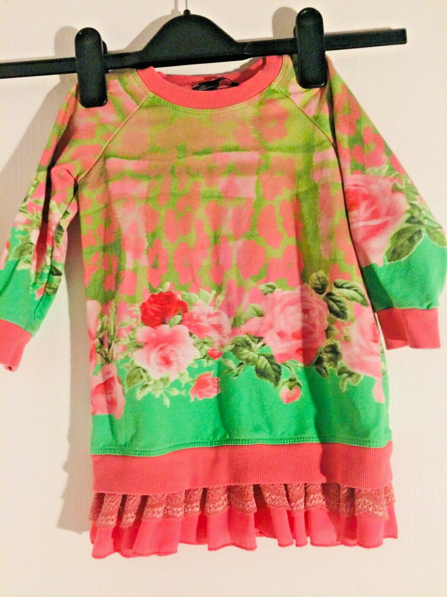 Vintage luxury Italian designer Blumarine pink floral jumper dress 18  months | eBay