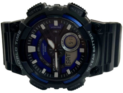Casio Men's AEQ-110 Heavy Duty Quartz Black & Blue Resin Sports Men's Watch