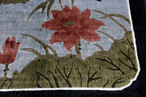 Alfombra de Seda China 50 X 46CM Oriente Pájaro Motivo Anudada a Mano Rug - Imagen 4 de 11