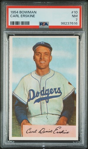 1954 Bowman Set Break Carl Erskine #10 Brooklyn Dodgers PSA 7 NM JUST GRADED